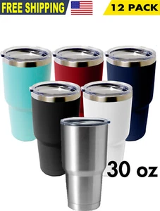 12Pack 30oz Stainless Steel Tumbler Sip Lid Vacuum Double Wall Insulation Bottle - Picture 1 of 42