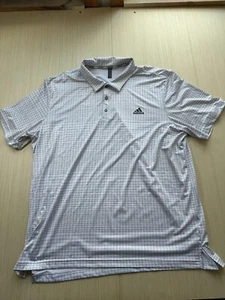 Adidas Polo Shirt Men's 2XL White Grid Golf Performance Short Sleeve Pullover - Picture 1 of 6