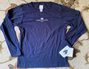 Camiseta para mujer Notre Dame Gear Brand 1842 S azul marino manga larga puerta trasera nueva con etiquetas - Imagen 1 de 5