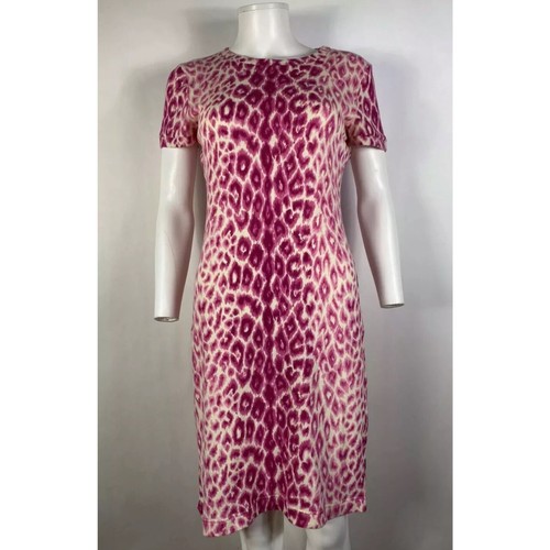 Abito vintage Moschino in lana leopardato a maglia rosa economico e chic