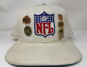 Rare Vintage NFL Draft 1990 1991 1992 1986 1987 pins on NFL White New Era Hat - Picture 1 of 7