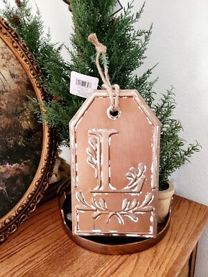 NEW Ashland Wall Decor Distressed Bronze Copper L Initial Plaque Hanging 7"x12" - Image 1 of 2