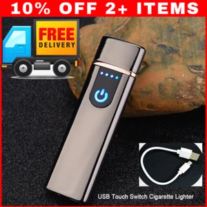 Electric Lighter Usb Rechargable Windproof Flameless Finger Print Gentle Touch - Picture 1 of 12