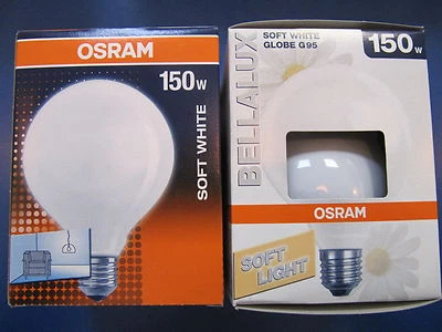 OSRAM BELLALUX GLOBE G95 E27 150W Soft White | opal weiß Globelampe ø 95mm - Bild 1 von 4