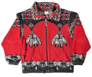 Milton Funwear Fleece Jacket Mens Medium Aztec Dreamcatcher Native Vintage - Picture 1 of 7