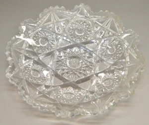 Antique American Brilliant Period Bowl Cut Glass Crystal Nut Dish Starburst 6.5" - Picture 1 of 5