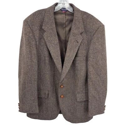 Abrigo Deportivo Vintage WM F Farah Para Hombres 46R Tweed Lana Chevron Botón Blazer Marrón Foto 1 de 4