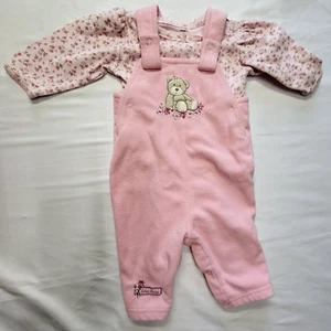 NWOT Carter’s Baby Girl 2 Piece Bear Hugs Floral Pink Overall Set Outfit Size 6M - Picture 1 of 8