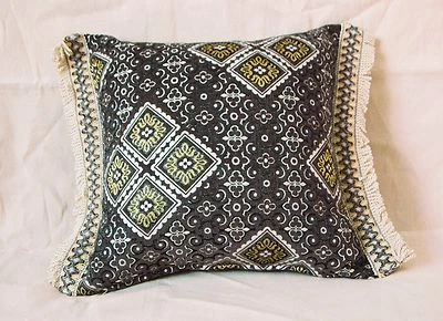 Brocade Pillow Covers Made in Morocco - Small Lightweight - Grey - 21" x 16.5" - Image 1 of 4