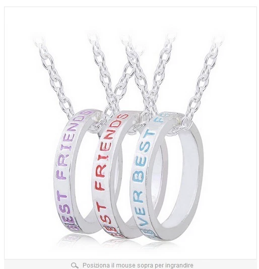 bj- COLLANA BEST FRIENDS 3 PEZZI MIGLIOR AMICA AMORE AMICIZIA IDEA REGALO ANELLO - Immagine 1 di 1