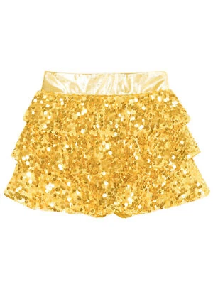 US Kids Girls Sequins Ballet Tutu Latin Mini Skirt Costume Sparkling Dancewear - Image 1 of 2