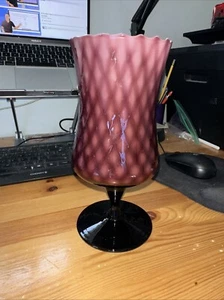 Vtg Empoli Italian Art Glass Amethyst Purple Diamond Optic Vase Pedestal 8.75” - Picture 1 of 9