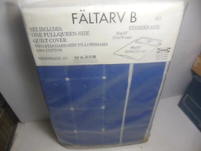 Funda de edredón IKEA Faltarv B tamaño queen + 2 fundas de almohada estándar 100 % algodón azul Foto 1 de 4