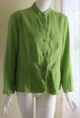 Chaqueta Artística Coldwater Creek Talla PL P/L VERDE Fabulosa 100% Lino Lagenlook Foto 1 de 4