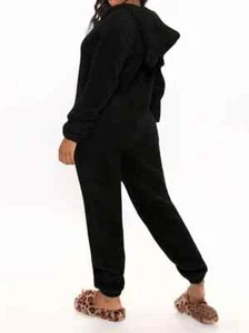 Women's Plush Fleece Pajama Jumpsuit - Hooded, - Picture 1 of 6