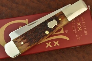 CASE BROTHERS XX USA RUSSELL JIGGED BROWN BONE ONE ARM MAN RAZOR KNIFE 62005 SS - Picture 1 of 5