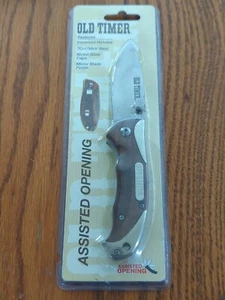 Old Timer 900OT High Carbon SS Folding Knife with Wood Inlay Scales & Drop Point - Picture 1 of 8