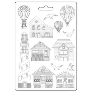 3D-Texturform "Sea Land - Houses and Lighthouse", A4 - Bild 1 von 1