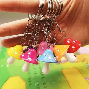 Cartoon Mushroom Pendant 8 Color Plant Key Ring Mushroom Keychains Bag Pendant - Picture 1 of 20