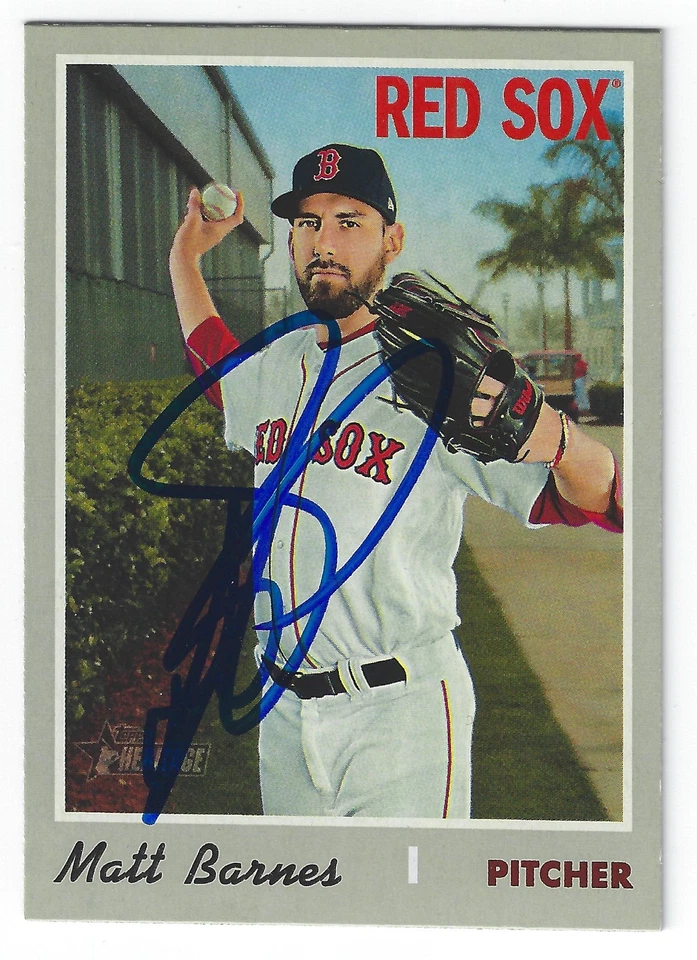 Tarjeta de béisbol firmada por Matt Barnes Boston Red Sox Topps Heritage Miami Marlins Foto 1 de 1