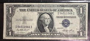 One Dollar Silver Certificate Note Series 1935 E Blue Seal - Picture 1 of 2