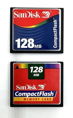 SanDisk 128MB CompactFlash CF Memory Card Genuine - SET OF 2 CARDS - Tested - Image 1 of 4