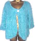 Per Una Made In Italy Beautiful Soft Fluffy Cardigan Sky Blue Large