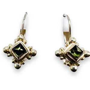 Bali Silver Natural Peridot Hook Drop Earrings Sterling 925 - Picture 1 of 13