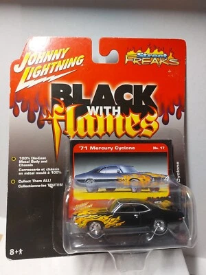 Johnny lightning 1/64 🇨🇵 Black with flames 1971  Mercury cyclone #17 - Photo 1/4