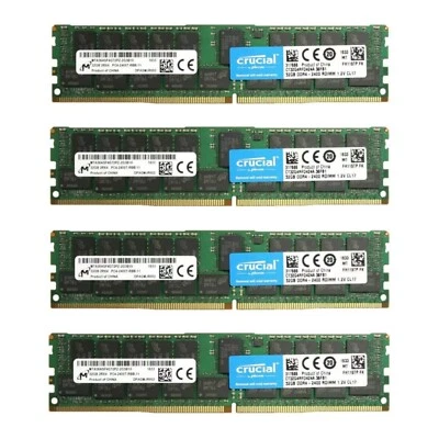 Crucial 128GB 4X32GB DDR4 2400MHz ECC Registered RDIMM Memory Ram CT32G4RFD424A - Image 1 of 4