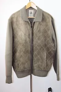 Maglione maglia vintage Caribou Bay uomo XL vera pelle foderato zip 100% acrilico Pocks - Foto 1 di 4