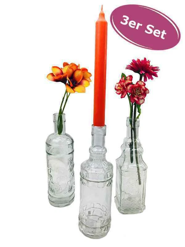 Kleine Vase "Amber", Kleine Glasvase , 3er Set - Glasflasche, Tischdekoration, . - Bild 1 von 1