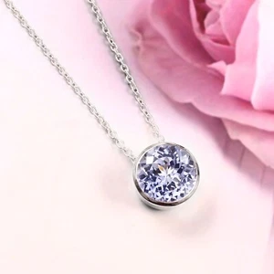 Naturale Ceylon Zaffiro Blu 925 Pendente Argento Anniversary Fidanzamento Regalo - Foto 1 di 7