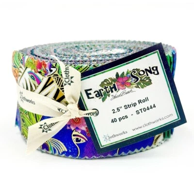 EARTH SONG 40 Piezas Tira Rollo 2.5" Digital Selva Edredón Tela Laurel Burch Foto 1 de 2