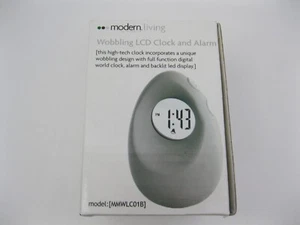 Wobbling LCD Clock And Alarm Modern Living SIlver MMWLC01B Egg Shape 2008 New - Picture 1 of 12