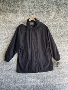 Gallery Woman Black Hooded Parka Jacket Coat Convertible Elastic Cuffs 1X Plus - Picture 1 of 7