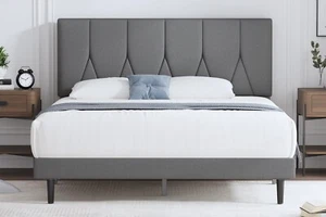 Polsterbett 140 x 200 cm Bettgestell Doppelbett Bettrahmen mit Kopfteil - Bild 1 von 6