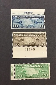 US 1926-1927 VF-XF MNH Sc#C7-C9 Plate # Singles. (A) - Picture 1 of 2