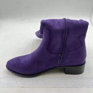 Knee High Boots, Round Toe Low Block Heel Riding Boots, Cowboy Boots Purple - Picture 1 of 6