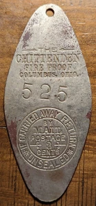 1895 Columbus Ohio Chittenden Hotel Fireproof Columbus Railway Owner Key Tag Fob - Picture 1 of 5