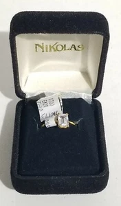 House Of Nikolas Gold Emerald Cut Cubic Zirconia Solitaire 2 CT Ring Size 8 ☆New - Picture 1 of 12