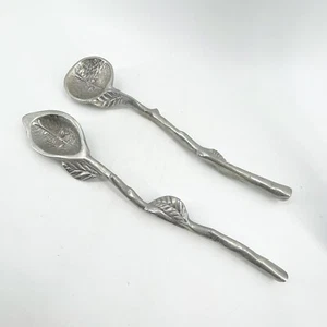 Vintage Schwer Aluminium Salat Obst Servierlöffel Set Orange Zitrone Form - Bild 1 von 8