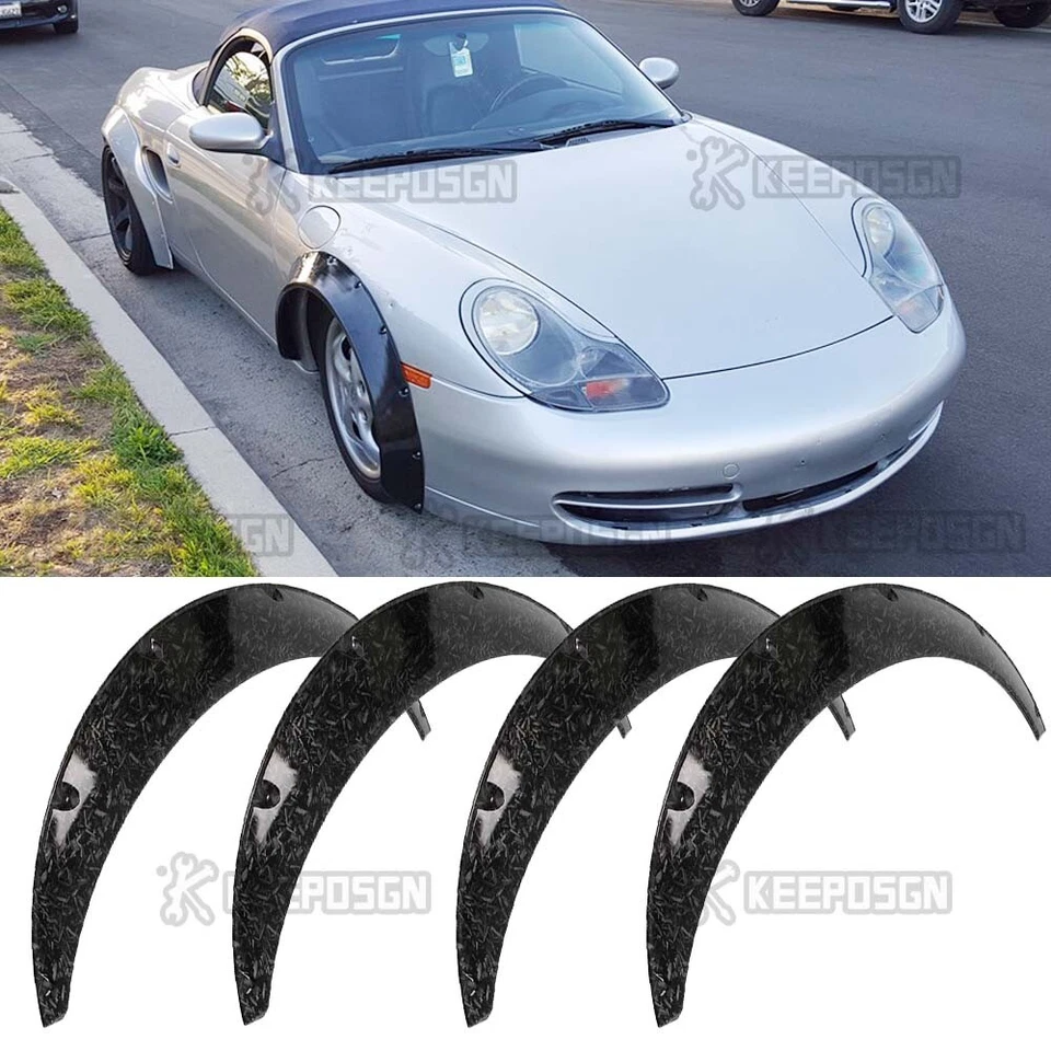 Kit de 4 piezas de arcos de rueda extra anchos para guardabarros carrocería ancha para Porsche Boxster 911 Foto 1 de 4