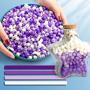Glass Jar Display Decor Unique Gift Idea Stars Diy Origami Paper Kit Colorful - Picture 1 of 16