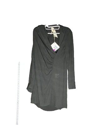 Vestido Feminino Annie P. Preto Decote Capuz Manga Longa – Tamanho 38 – Novo com etiquetas - Imagem 1 de 4