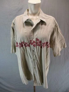 Camisa Eddie Bauer Talla M Para Hombres Beige Floral Algodón Manga Corta Abotonada 6G136 - Imagen 1 de 6