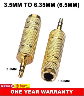 6.35mm (6.5mm) Female 3.5mm Male Stereo Audio Plug Converter Connector Adapter - Image 1 of 4