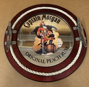 Raro Captain Morgan Original Melocotón Ron Bandeja Cuerda Natural Espejo Redondo 16” - Imagen 1 de 9