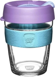 Brew, Reusable Coffee Cup Tempered Glass and Splashproof Sipper Lid Medium 12 - Picture 1 of 9