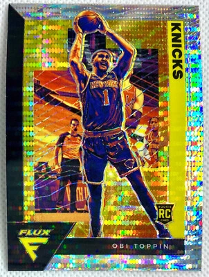 2020-21 Panini Flux Obi Toppin Rookie Silver Pulsar Prizm Card RC #206 NY Knicks - Image 1 of 2